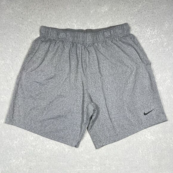 Nike Dri-FIT Yoga Men's XL Training Shorts 8” Heather Gray/Black DB4199-056 - Picture 1 of 14